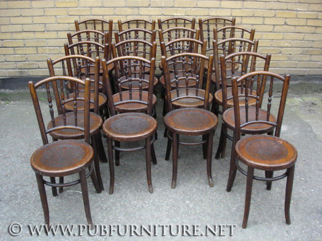 An Image of pin or spindle type Thonet bentwood chairs